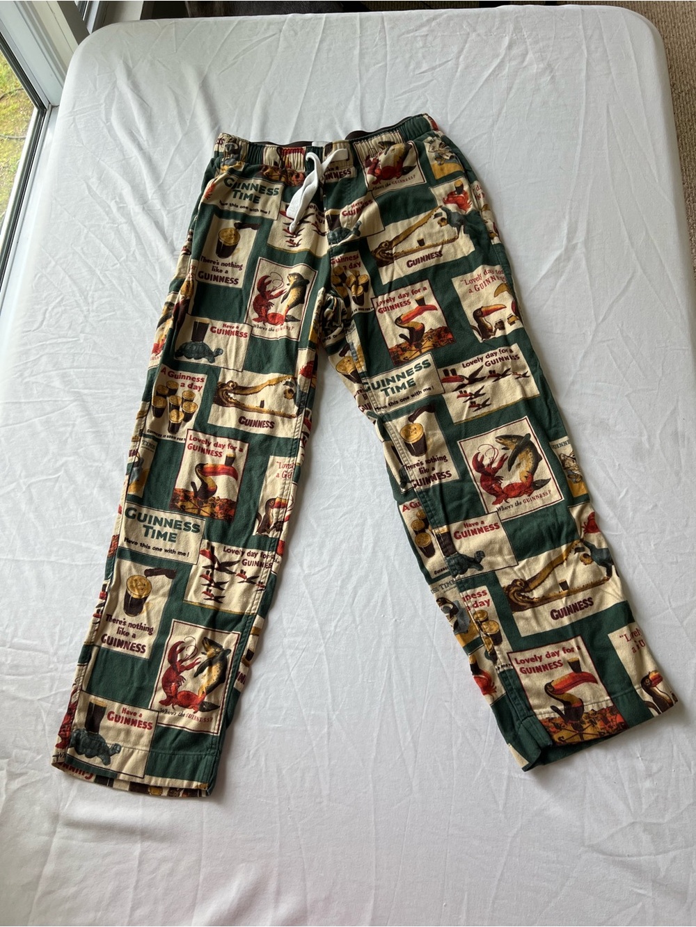Guinness Abercrombie Green Vintage-Print Lounge Joggers Beer Frat Boy College MD